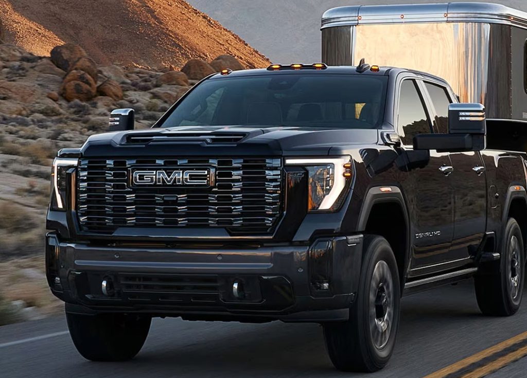 GMC Sierra 2500HD towing a horse trailer