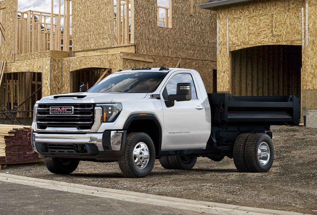 2025 GMC Sierra 3500 HD Exterior in front of a house frame