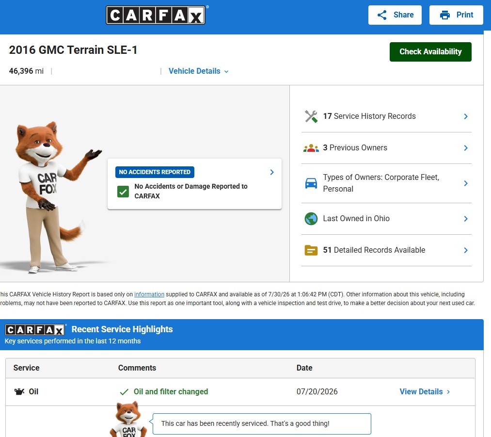 Carfax vehicle history reports available at Robert Brogden's Hays GMC