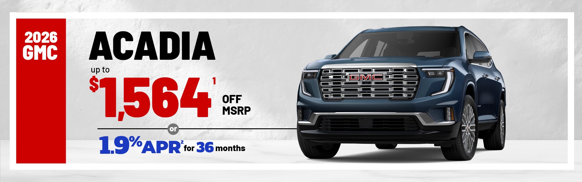 2026 GMC Acadia - up to $1564 off MSRP