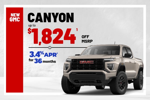 NEW GMC Canyon - save up to $1824 or 3.4% APR for 36 month