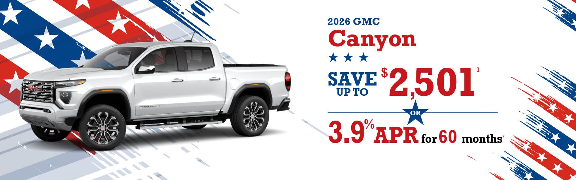 2026 GMC Canyon - save up to $2501 or 3.9% APR for 60 month